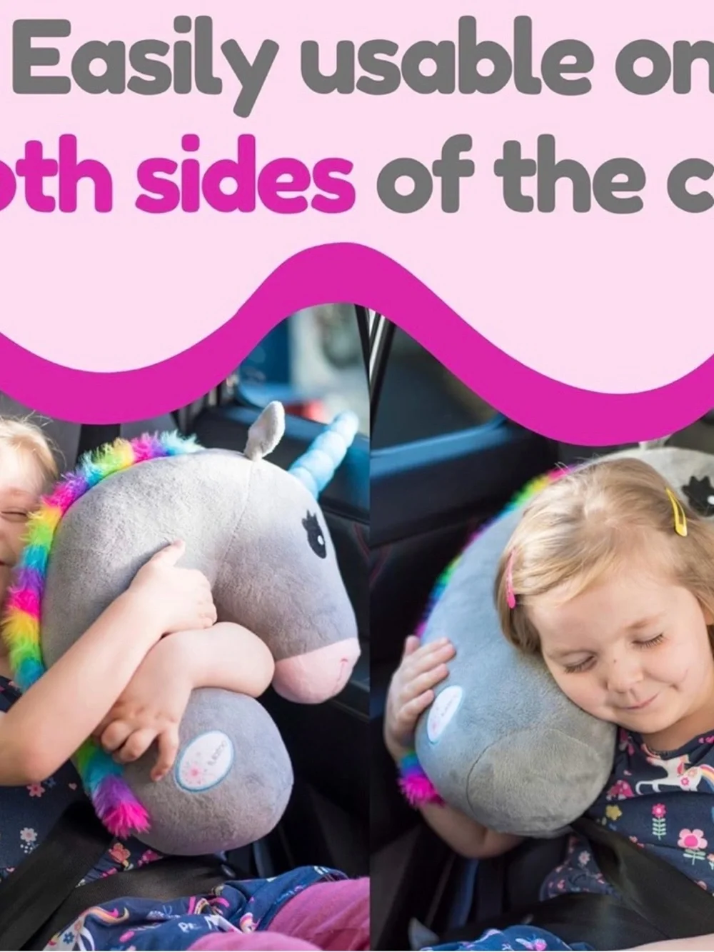 Unicorn Seat Belt Pillow designed for Travel. Sleeping/Resting During Car Rides